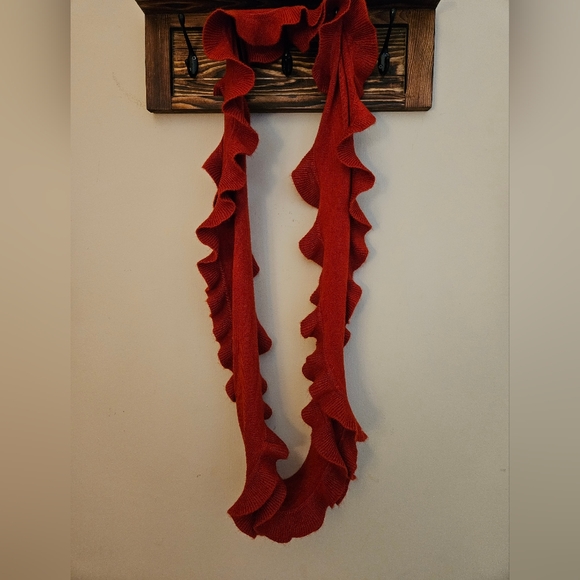 Infinity Scarf | Collections Eighteen | Red | Ruffles | Acrylic | Womens - Picture 2 of 5